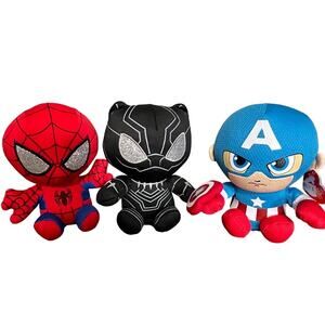 Marvel Avengers Black Panther, Captain America‎ & Spiderman, Plush